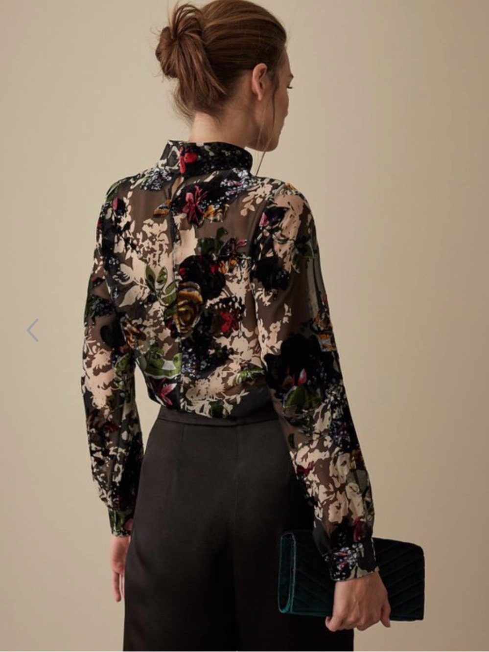 Reiss Black Floral Sheer Blouse